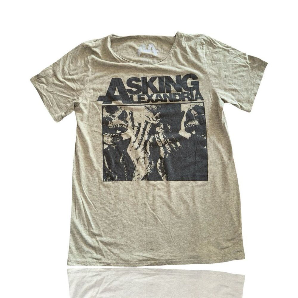 Asking Alexandria Women’s Army Green/ Beige Graphic Band Tee: Screamo: Band Tee